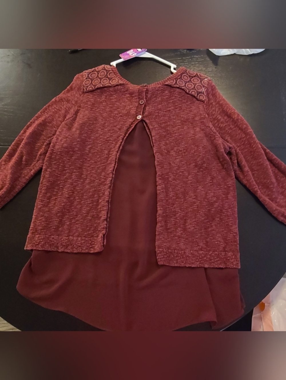 #49 Lucky Brand Burgundy Sweater Top - Picture 8 of 9